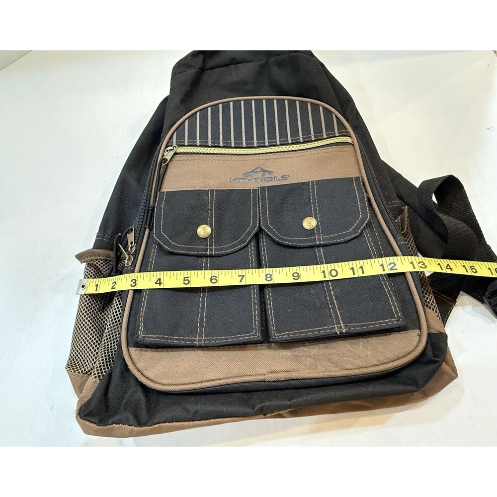 Vintage High Trails Hiking Backpack Brown Black Front Cargo Pockets Outdoor Pack - Picture 4 of 16
